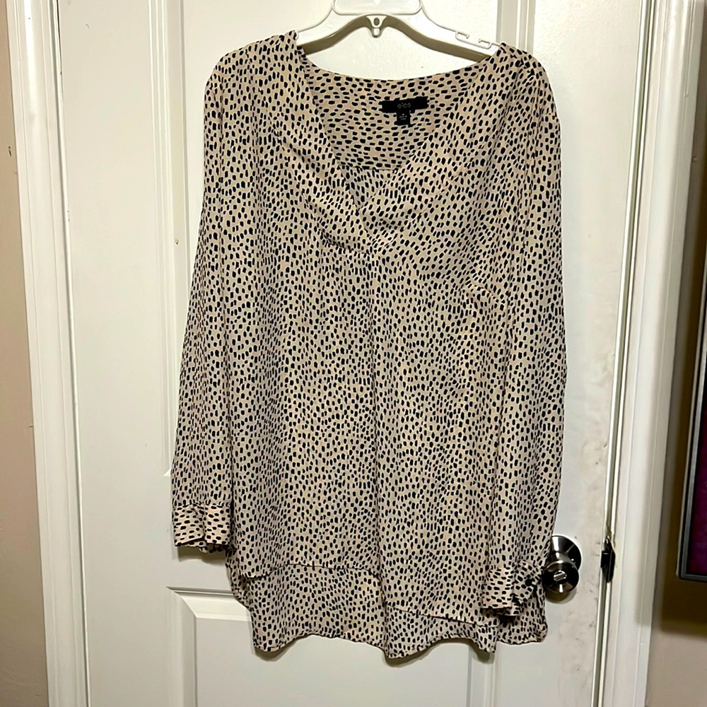 Long Sleeve Plus Size Polka Dot Blouse